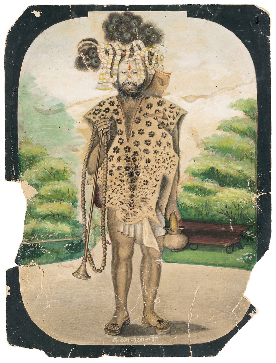 Gezici Sadhu, c.1900 (kağıt üzerinde opak tuvalet) by Chajju Lal