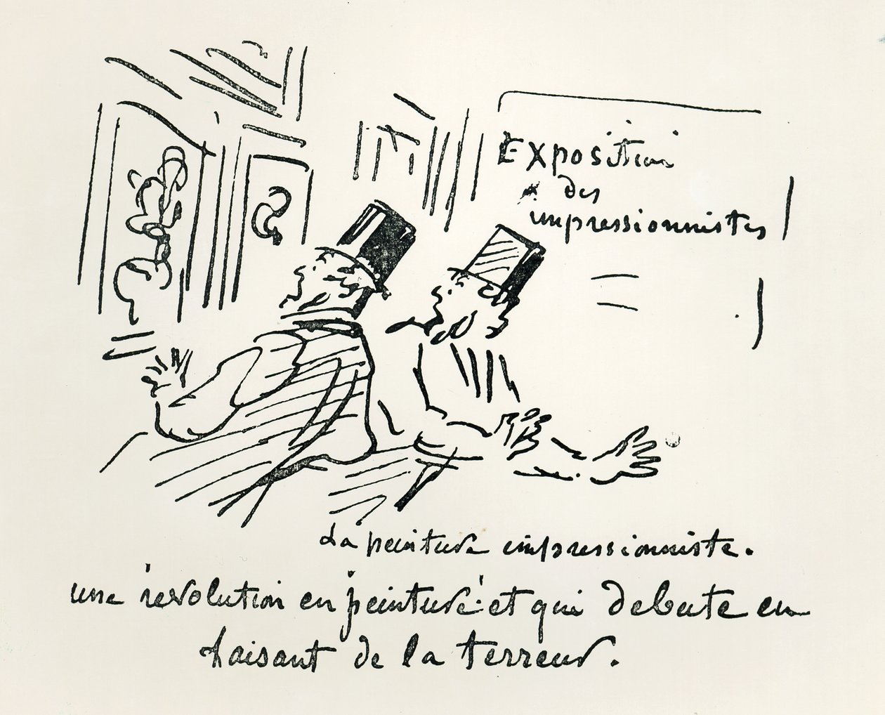 Paris'teki ilk İzlenimci Serginin Karikatürü, 'Resimde Devrim! Ve dehşet verici bir başlangıç', 1874 by Cham