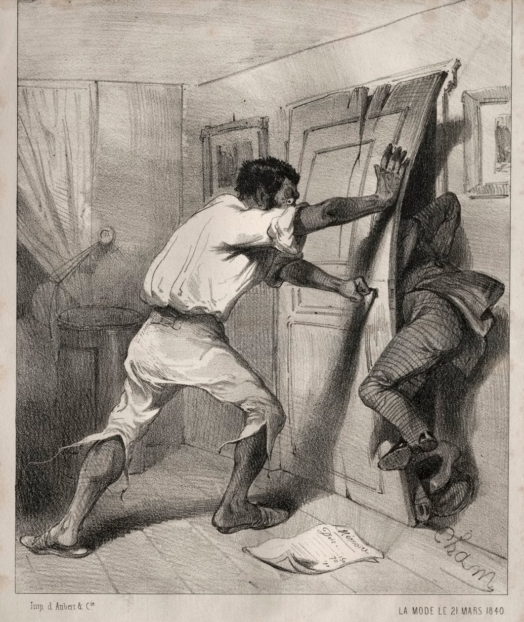 Acele eden bir alacaklı, 1840. by Cham