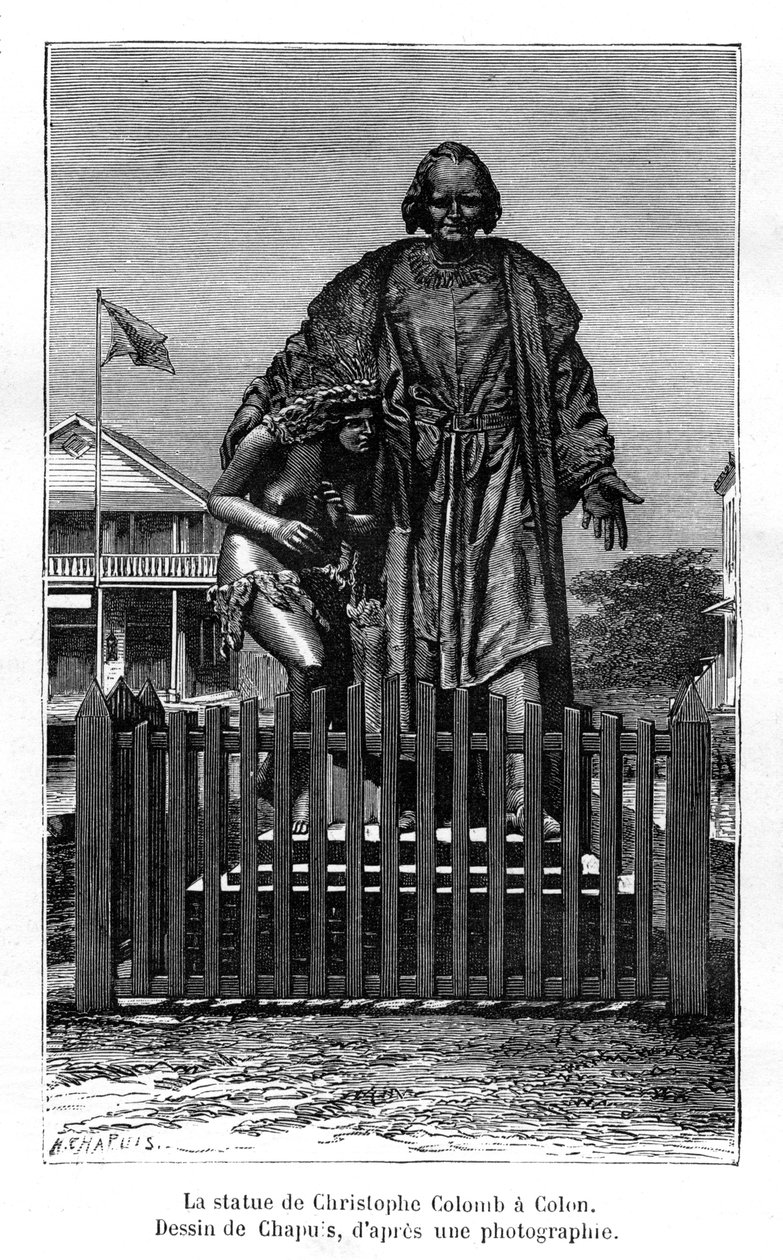 Christopher Columbus heykeli, Colon, Panama, 19. yüzyıl by Chapuis