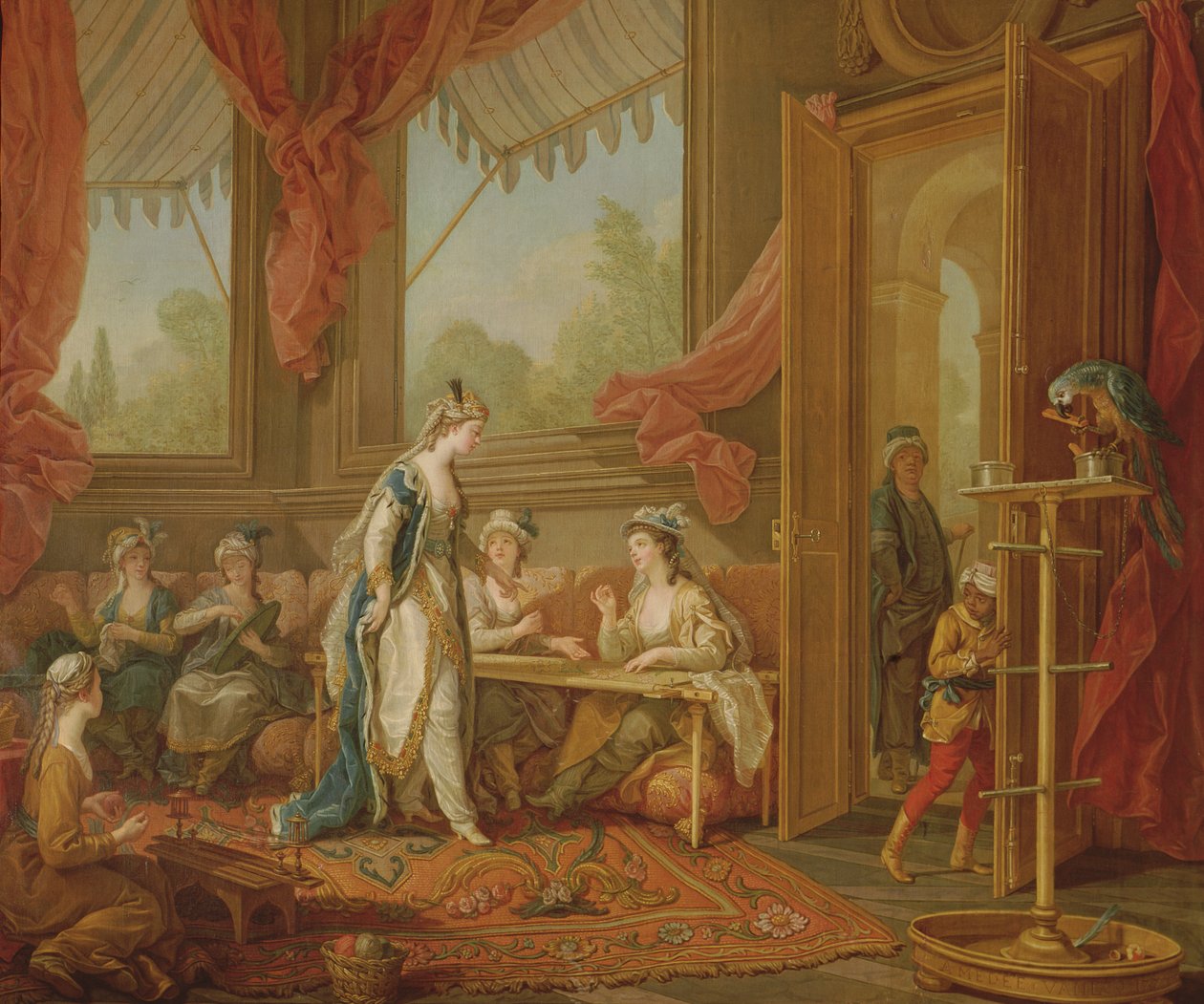Padişah Odalıklardan Goblen Siparişi Veriyor by Charles Amedee Philippe van Loo