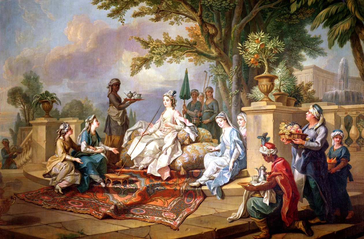 Hadımları Tarafından Hizmet Edilen Sultan by Charles Amedee Philippe van Loo