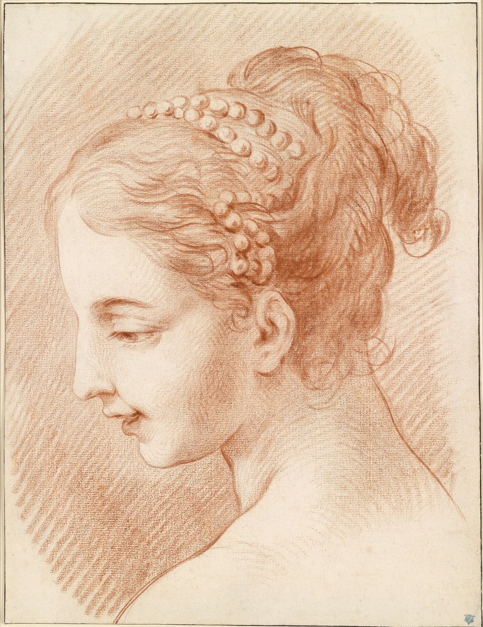 Kopf einer jungen Frau im Profil nach links by Charles André van Loo