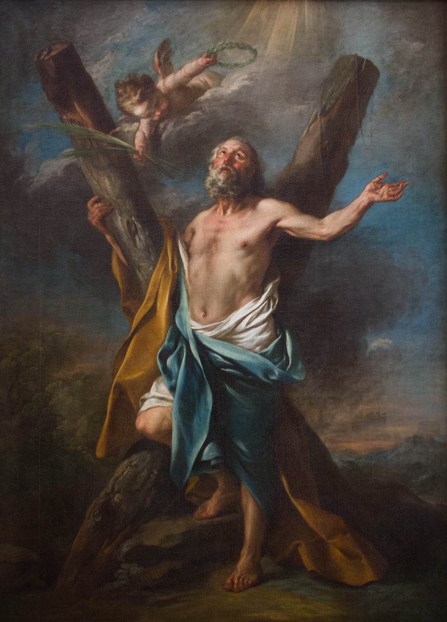 Aziz Andrew haçını kucakladı by Charles André van Loo