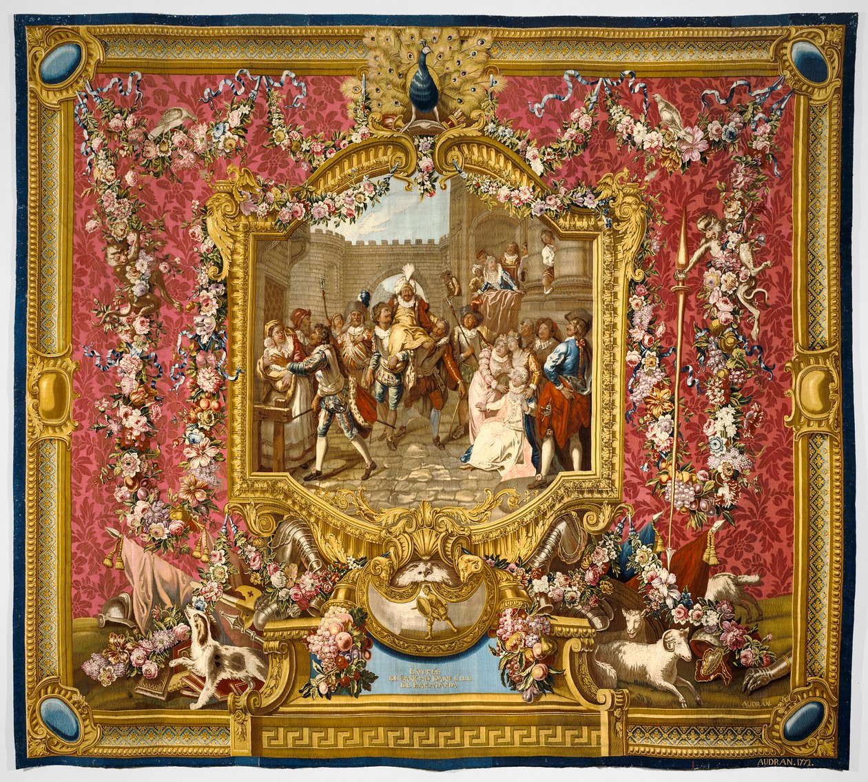 Sancho, Barataria adasına varıyor, 1772 (ipek ve yün) by Charles Antoine Coypel