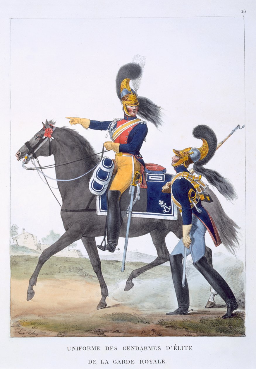 Kraliyet Muhafızlarının Elit Jandarma Üniforması, 1823 by Charles Aubry