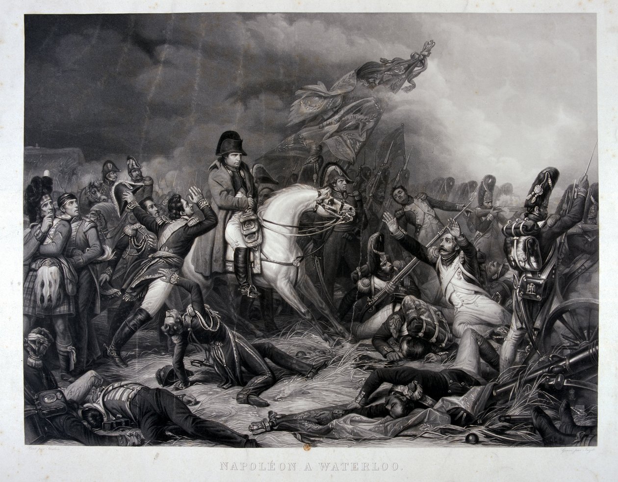 Napolyon Waterloo'da, gravür Jean Pierre Marie Jazet (1788-1871), c.1870 (mezzotint) by Carl von Steuben