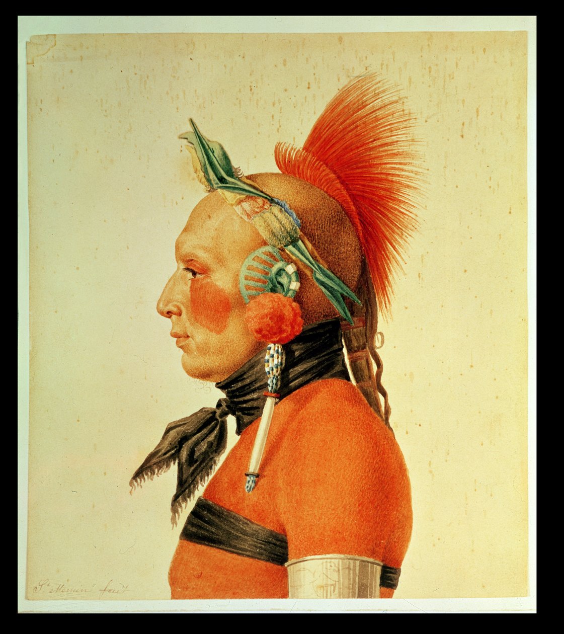 Bir Osage Savaşçısı, 1804 by Charles Balthazar Julien Févret de Saint Mémin
