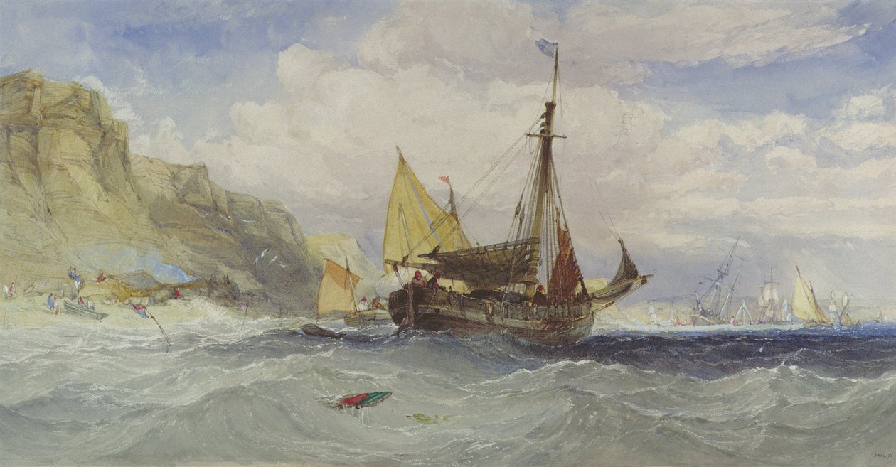 Wight Adası Açıklarında Balıkçı Tekneleri by Charles Bentley