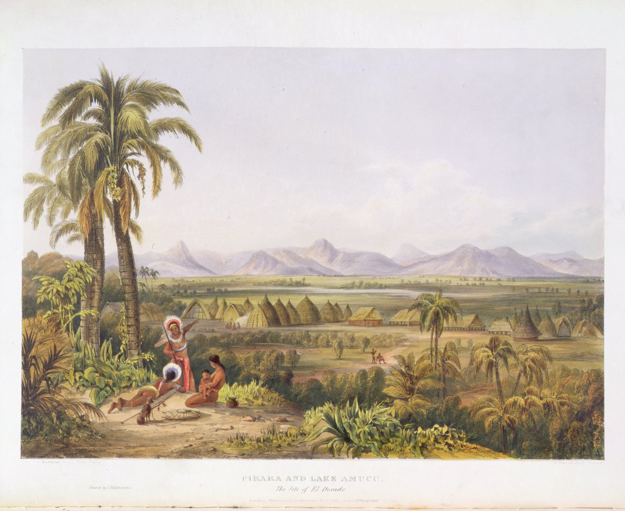 Pirara ve Amucu Gölü, El Dorado Bölgesi, George Barnard (fl.1832-90) pub tarafından oyulmuş 
