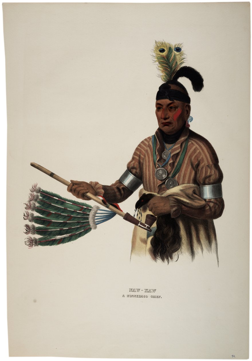 Naw-kaw, Winnebago Şefi, Thomas Loraine McKenney tarafından yapılan baskı, 1840 dolayları by Charles Bird King
