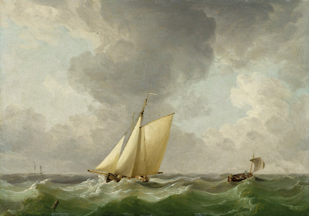 Güçlü Bir Esintide Bir Kesici (bakır üzerine yağ) by Charles Brooking