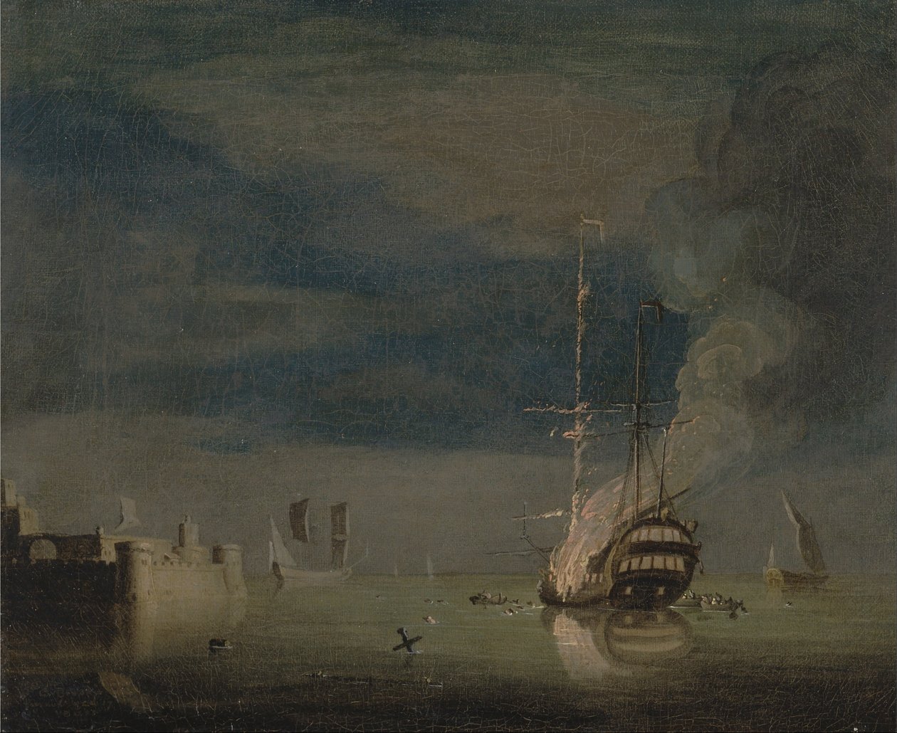 Bir Kale Kapalı Geceleri Yanan İki Katlı Bir by Charles Brooking