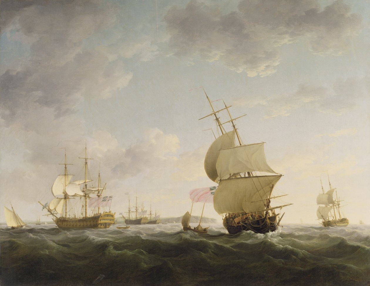 İngiliz Kanalında Sevkiyat, c.1755 by Charles Brooking