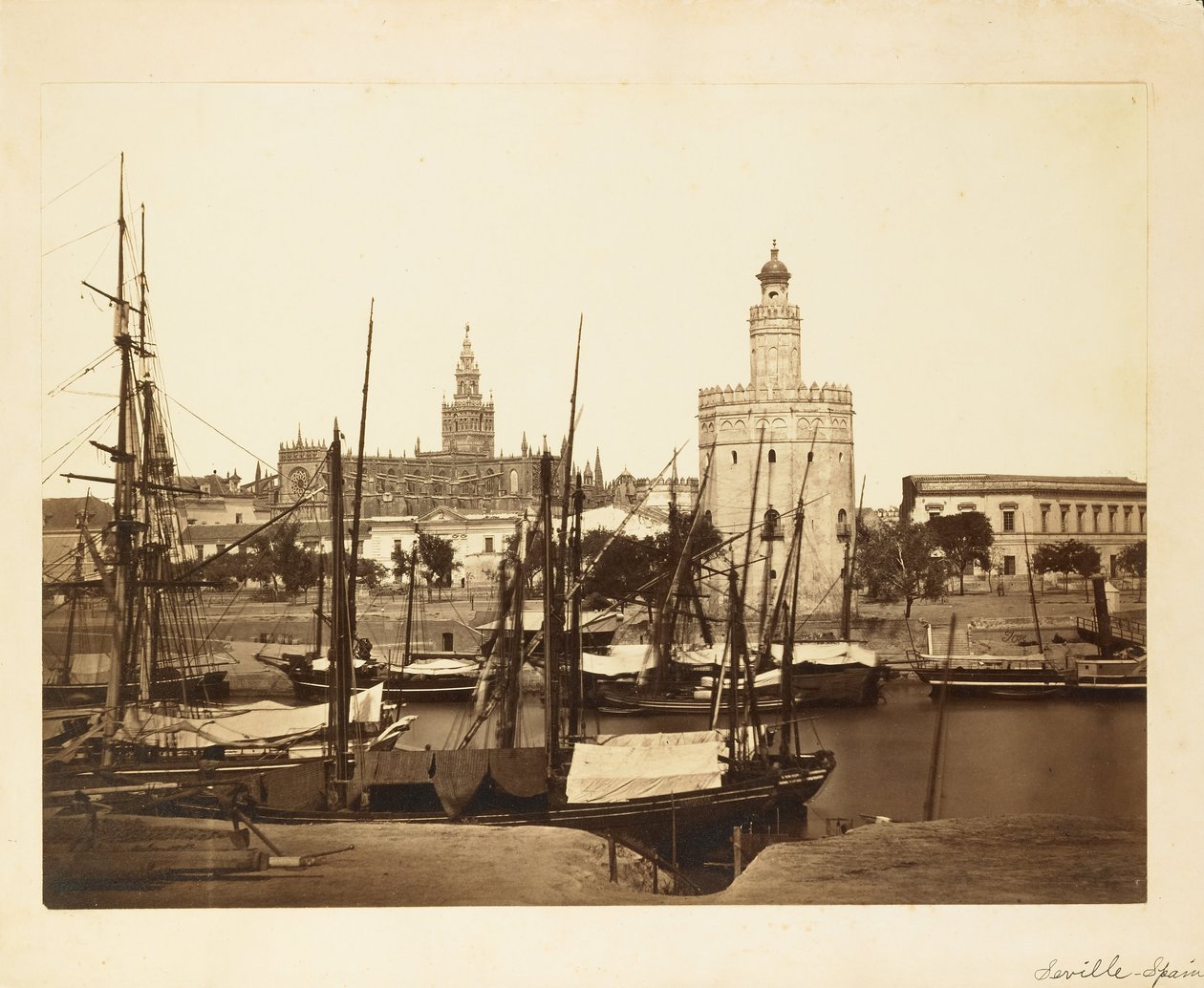 (Katedral, Torre del Oro ve Guadalquivir Nehri, Sevilla) by Charles Clifford