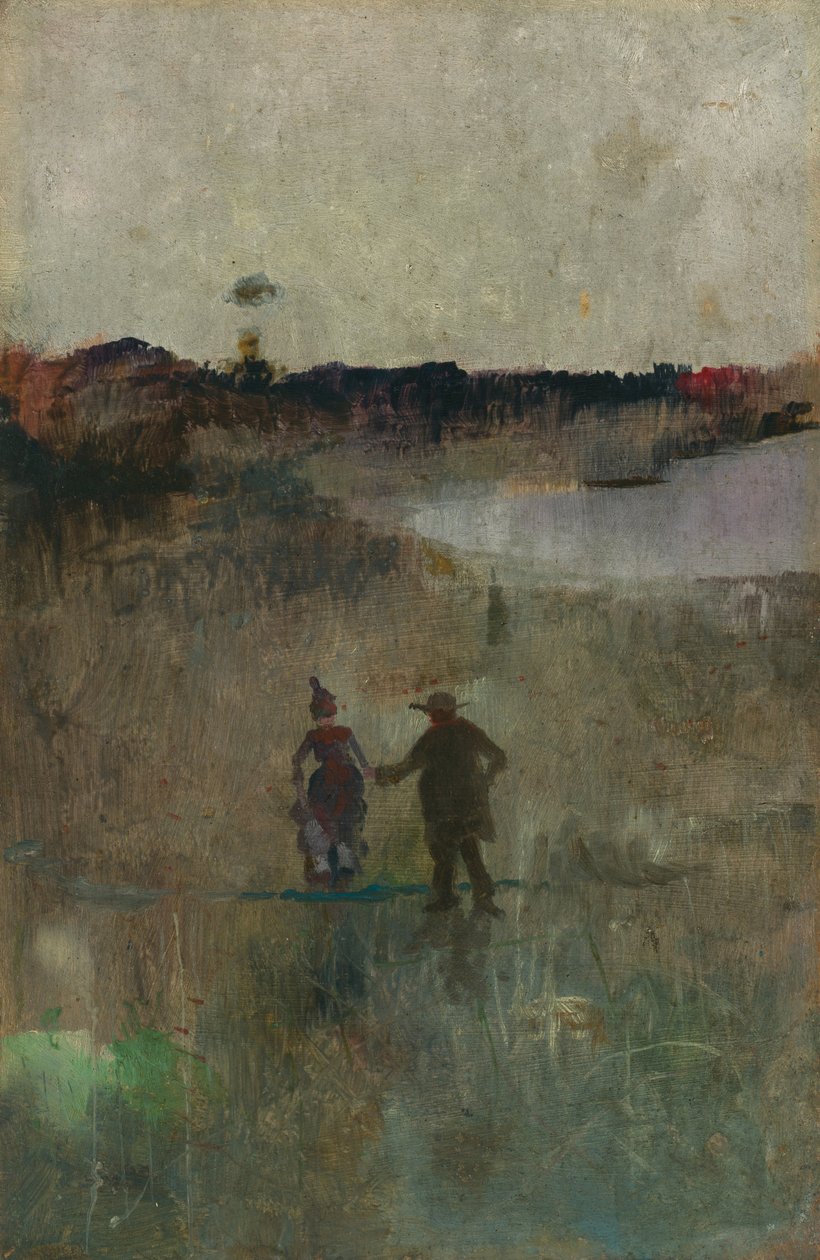 (İki küçük figürlü manzara, Richmond, NSW) by Charles Edward Conder
