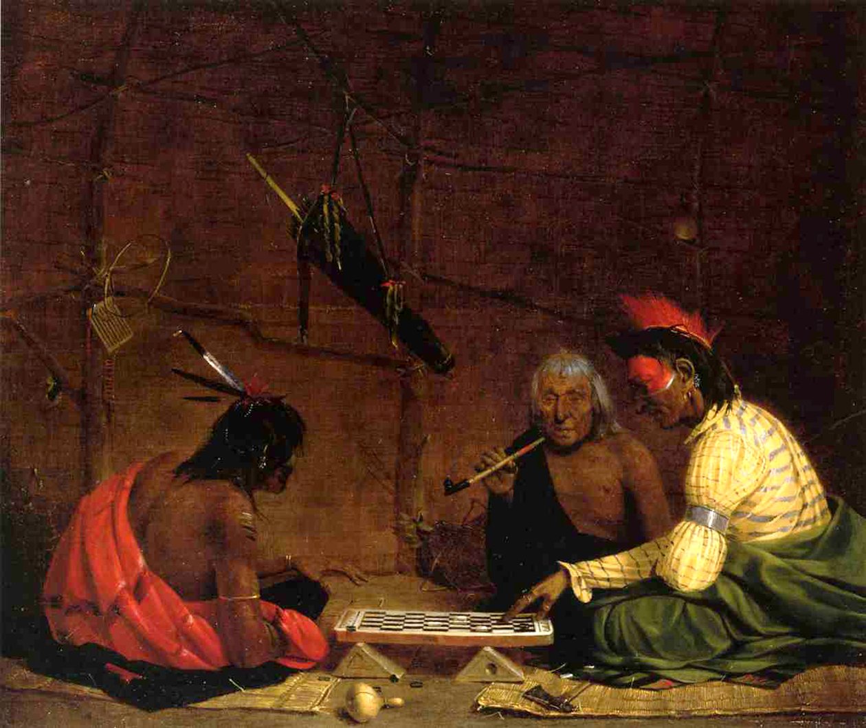 Dama oynayan Winnebago Kızılderilileri, 1842 by Charles Deas