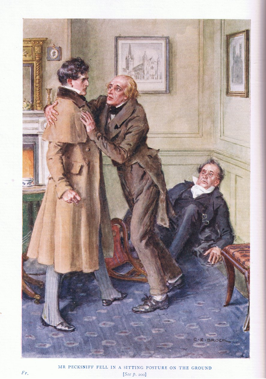 Bay Pecksniff yere oturur pozisyonda düştü by Charles Edmund Brock