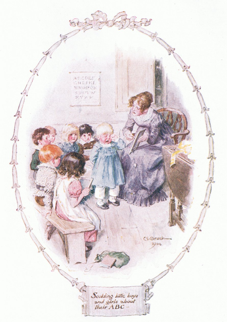 Küçük erkek ve kızları azarlamak by Charles Edmund Brock
