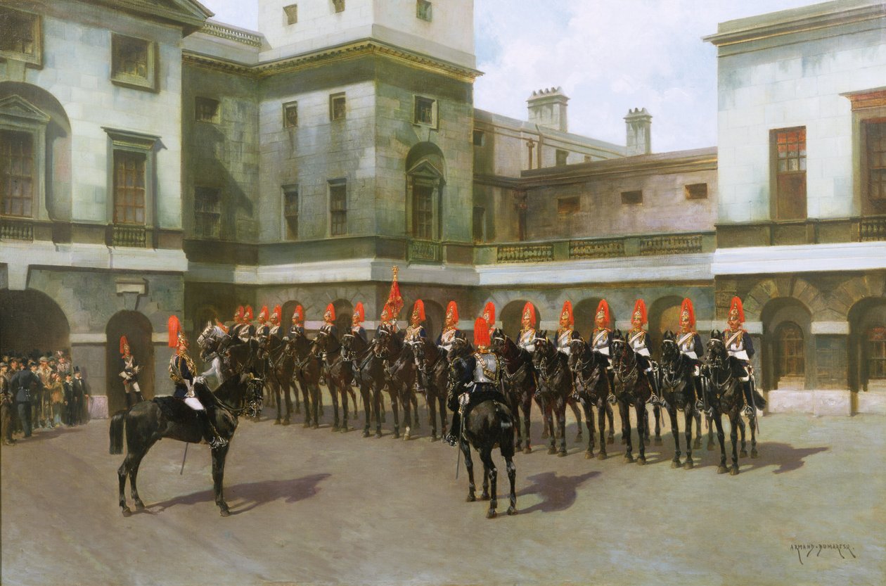 Blues ve Royals, Muhafız Binme Geçit Töreni, Whitehall by Charles Edouard Armand Dumaresq