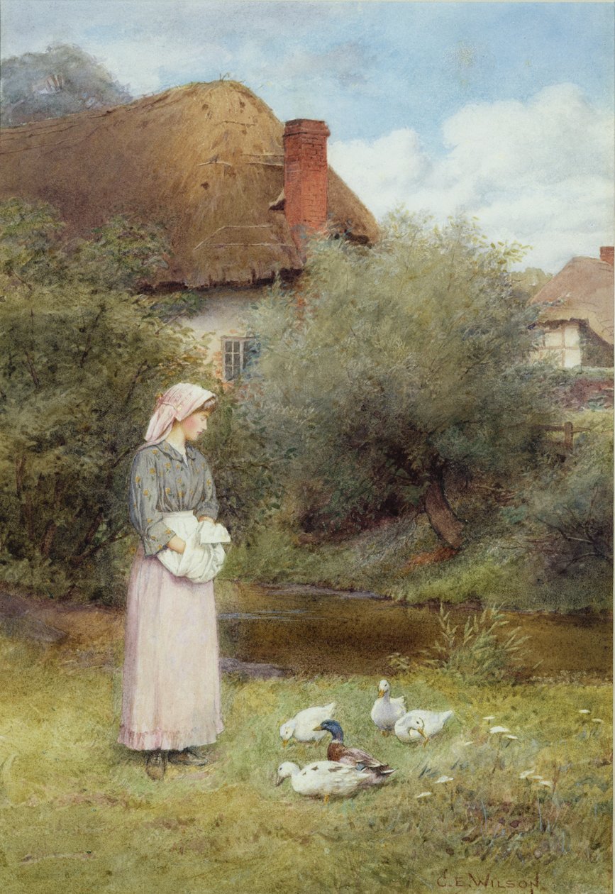 Ördekleri beslemek by Charles Edward Wilson
