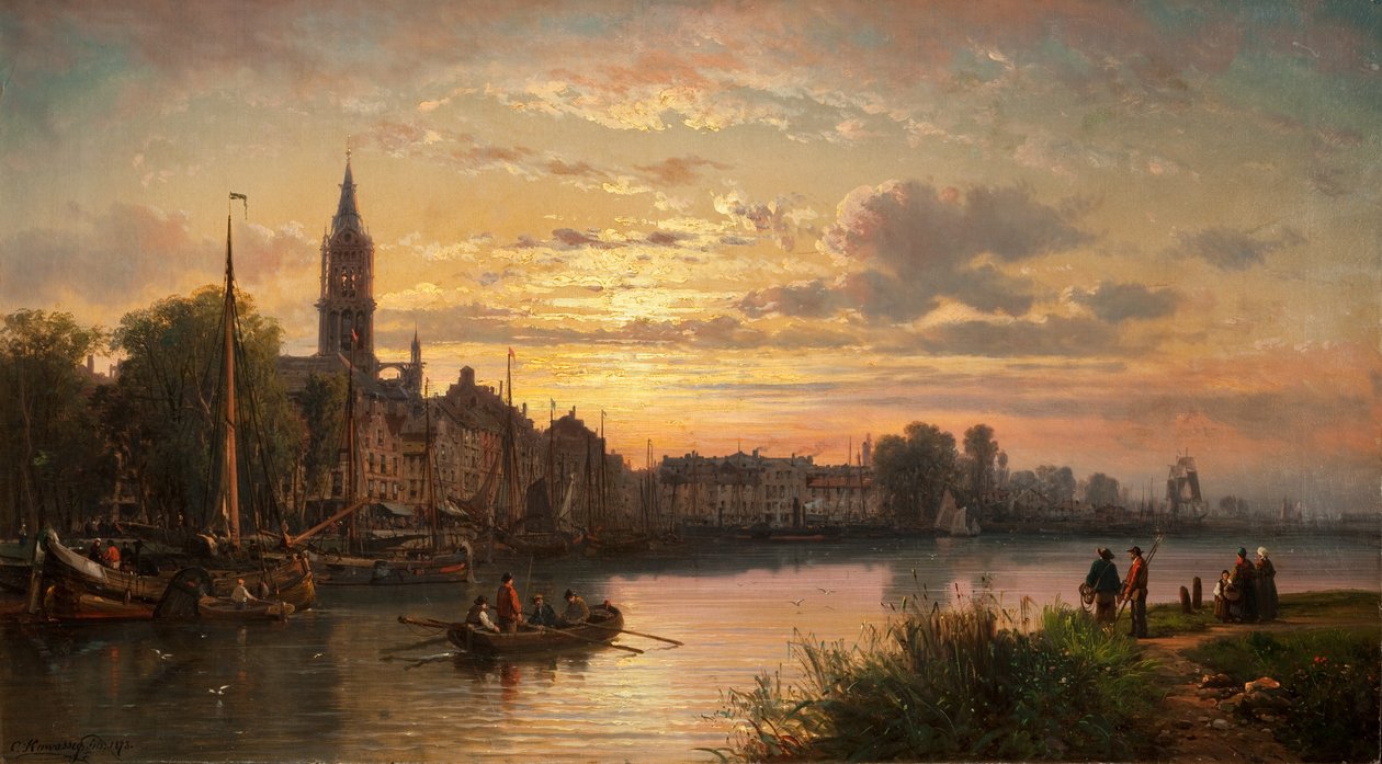 Hollanda Günbatımı Sahnesi, 1873 by Charles Euphrasie Kuwasseg