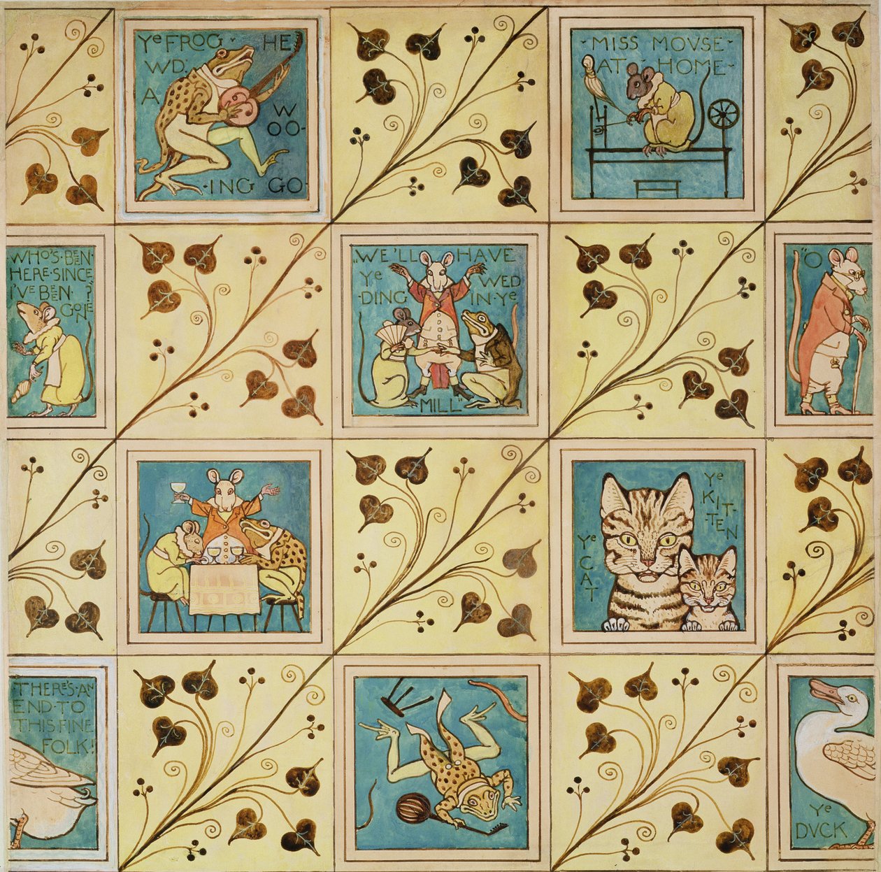 Kreş duvar kağıdı için tasarım (kağıt üzerinde wc ve kalem) by Charles Francis Annesley Voysey