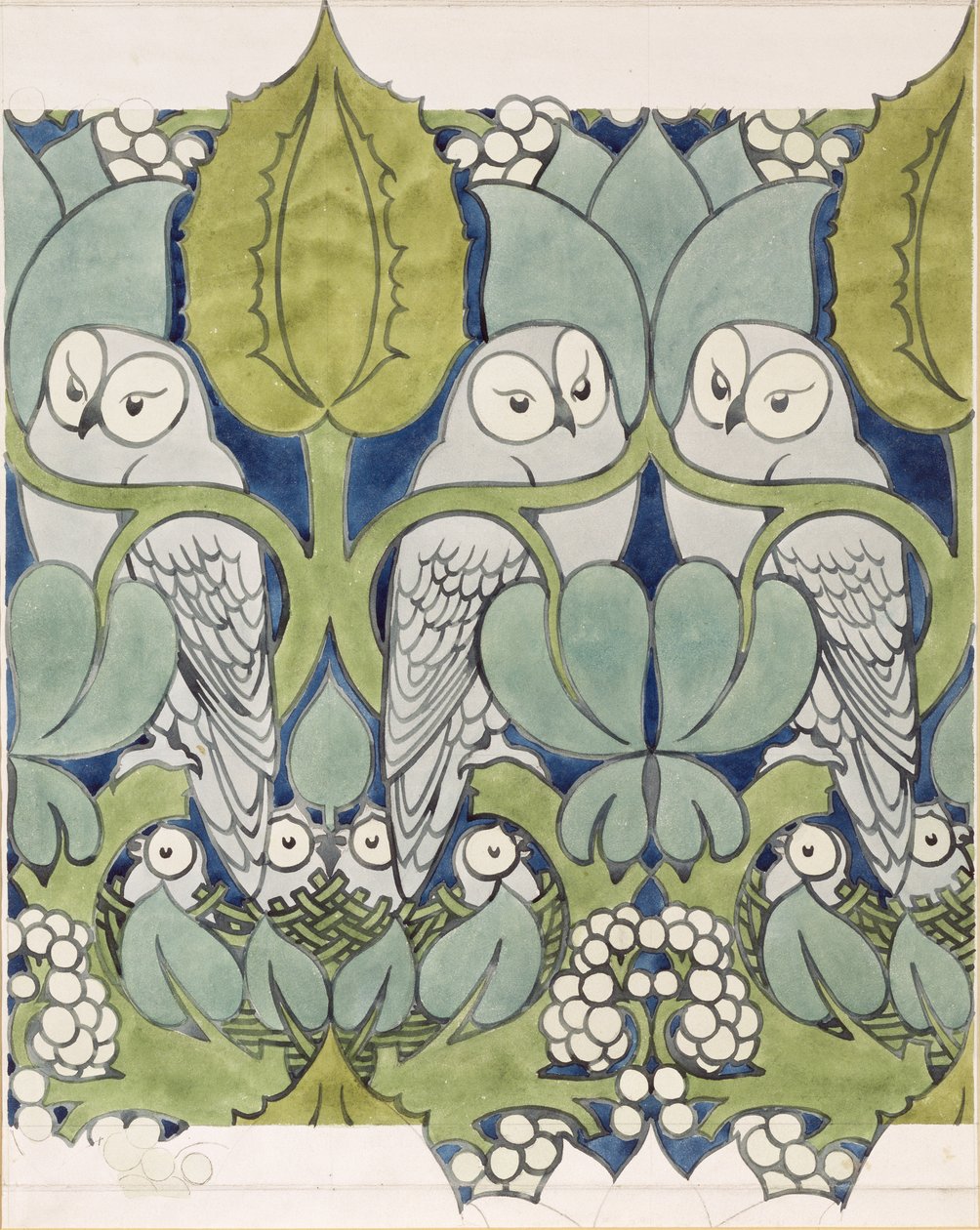 Baykuşlar, 1913 (kağıt üzerine tuvalet ve kalem) by Charles Francis Annesley Voysey