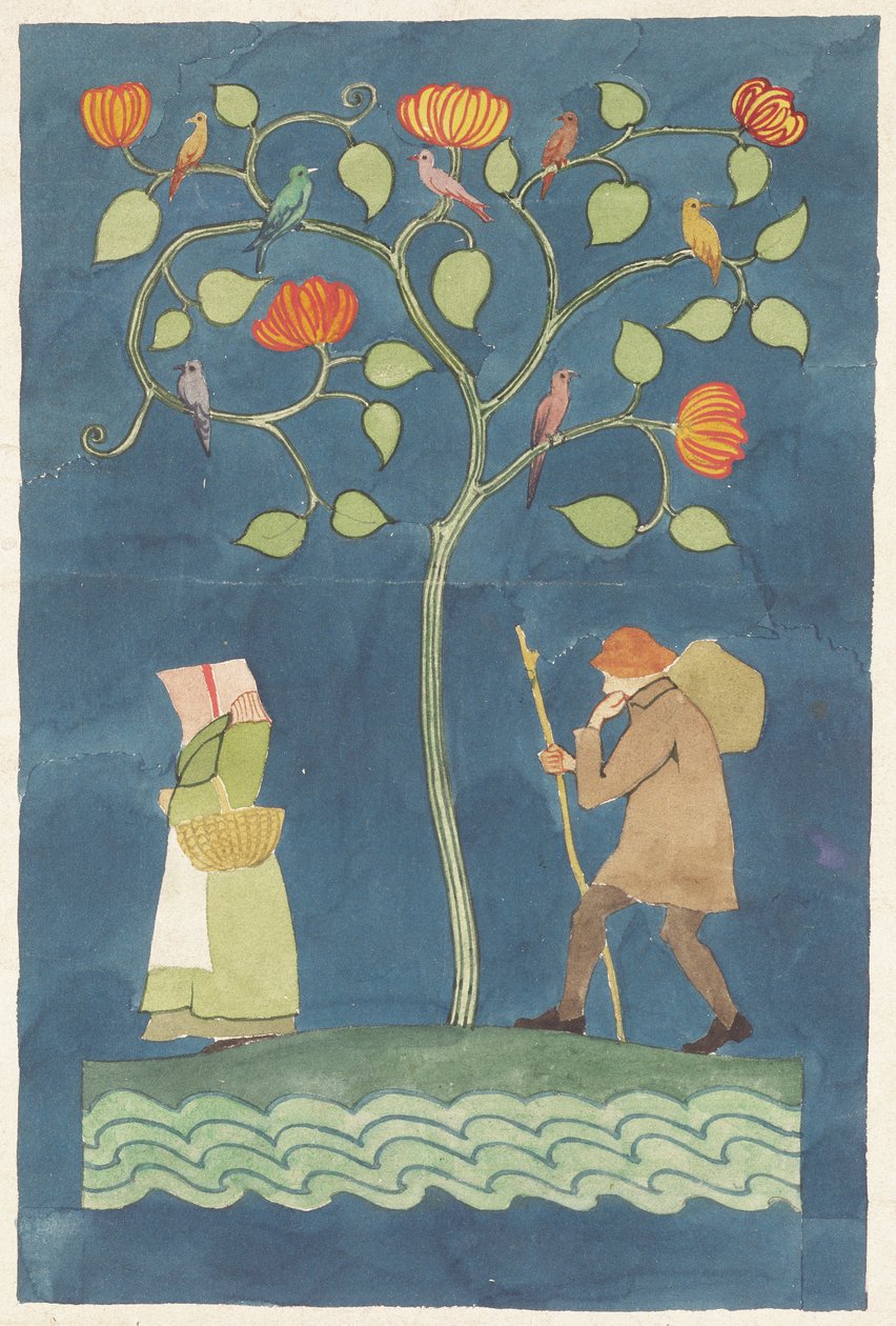 Köylüler ve Çiçekli Ağaç by Charles Francis Annesley Voysey