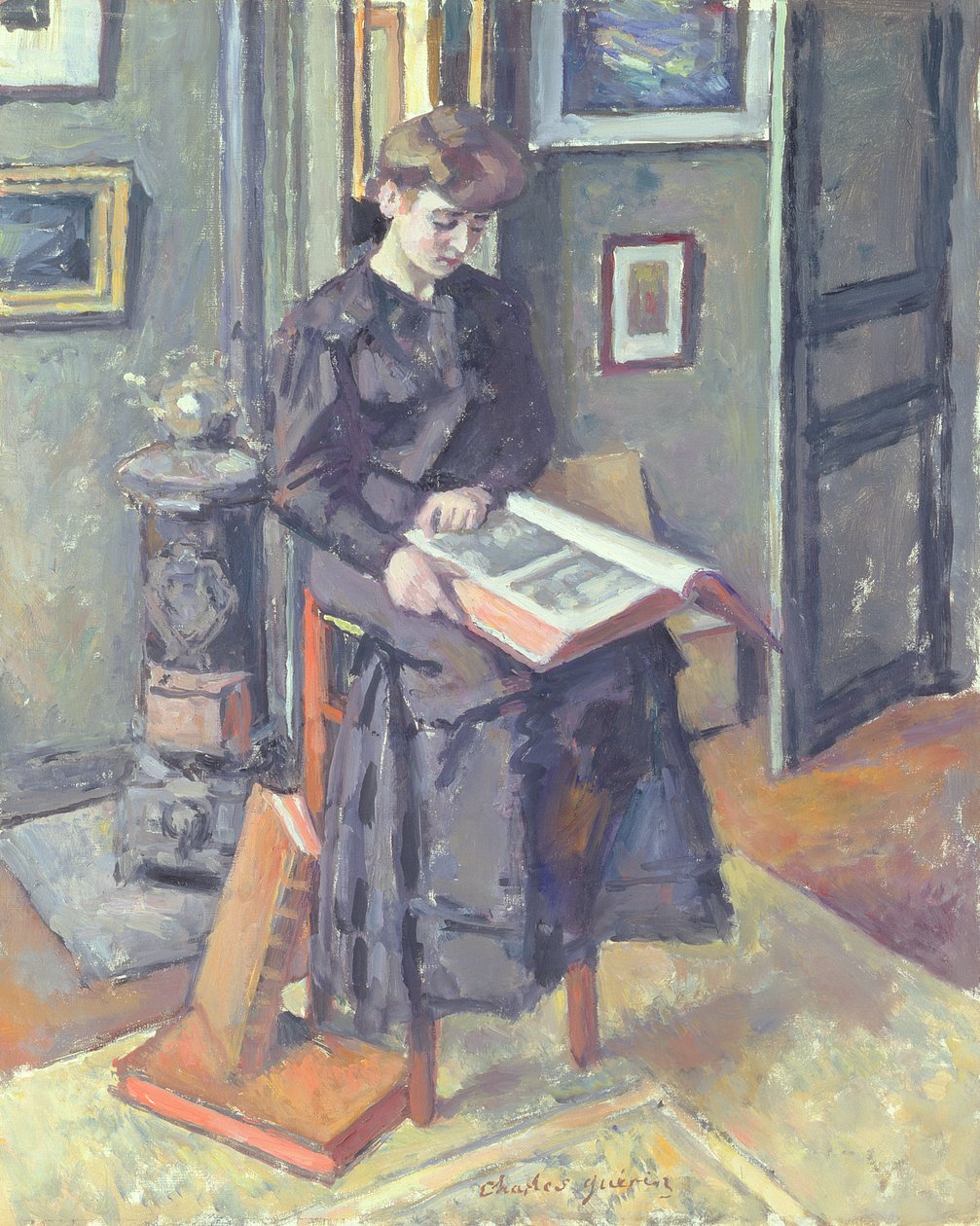 Kitap Okuyan Kız, 1906 by Charles Guerin