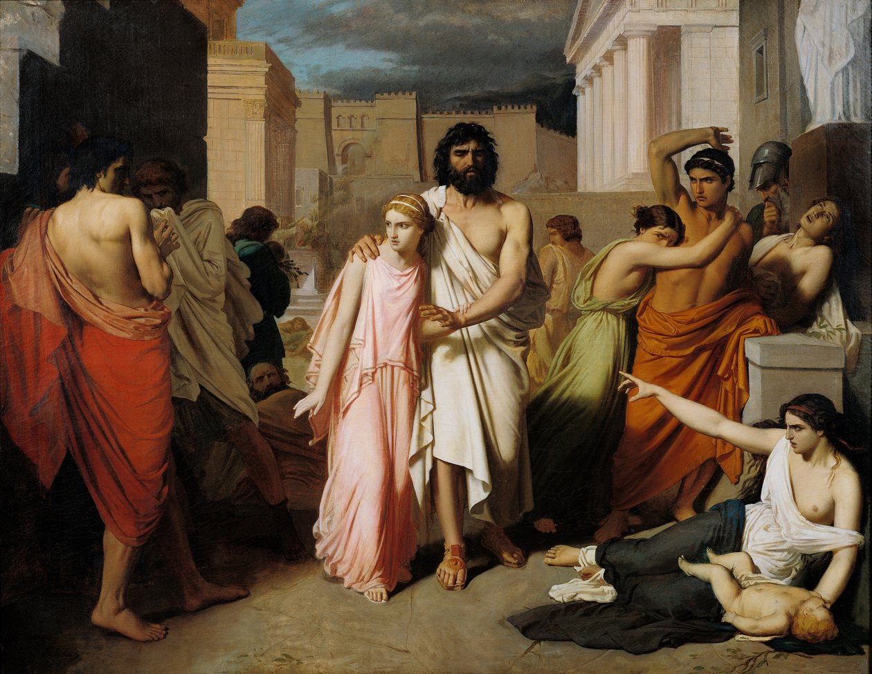 Oidipus ve Antigone veya Thebes Vebası by Charles François Jalabert