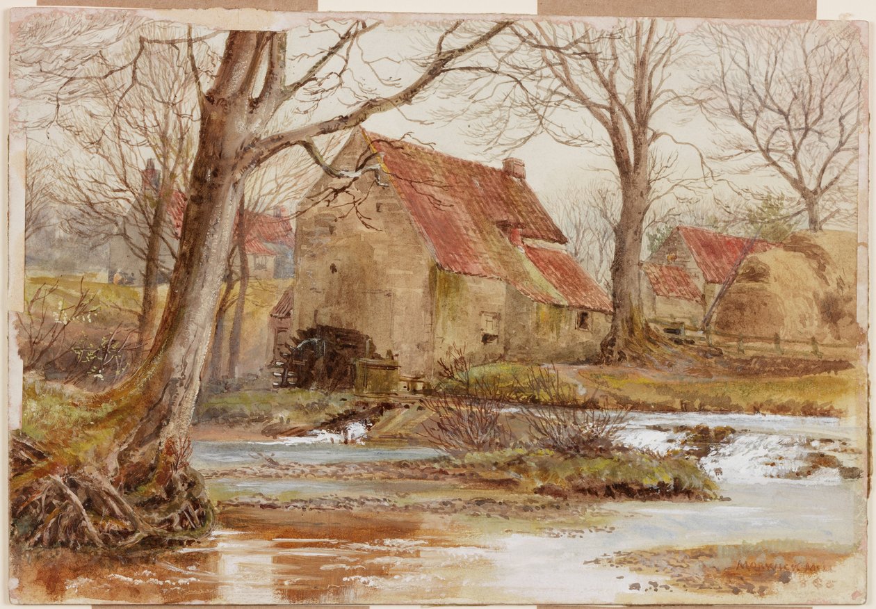 Morwick Mill, Coquet üzerine (kağıt üzerinde gövde rengi) by Charles James Spence