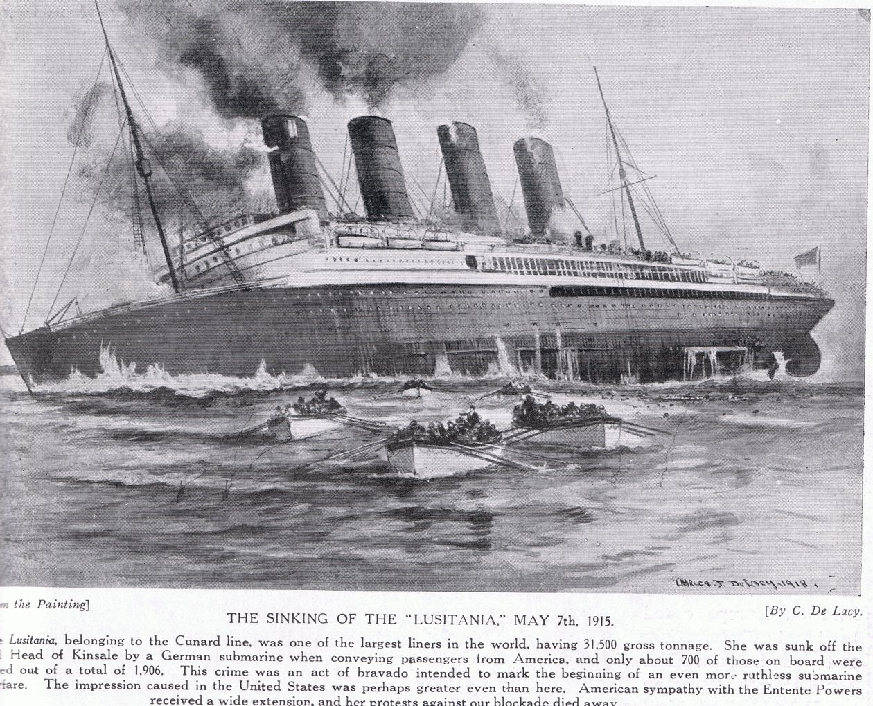 Lusitania'nın batması 7 Mayıs 1915 by Charles John de Lacy