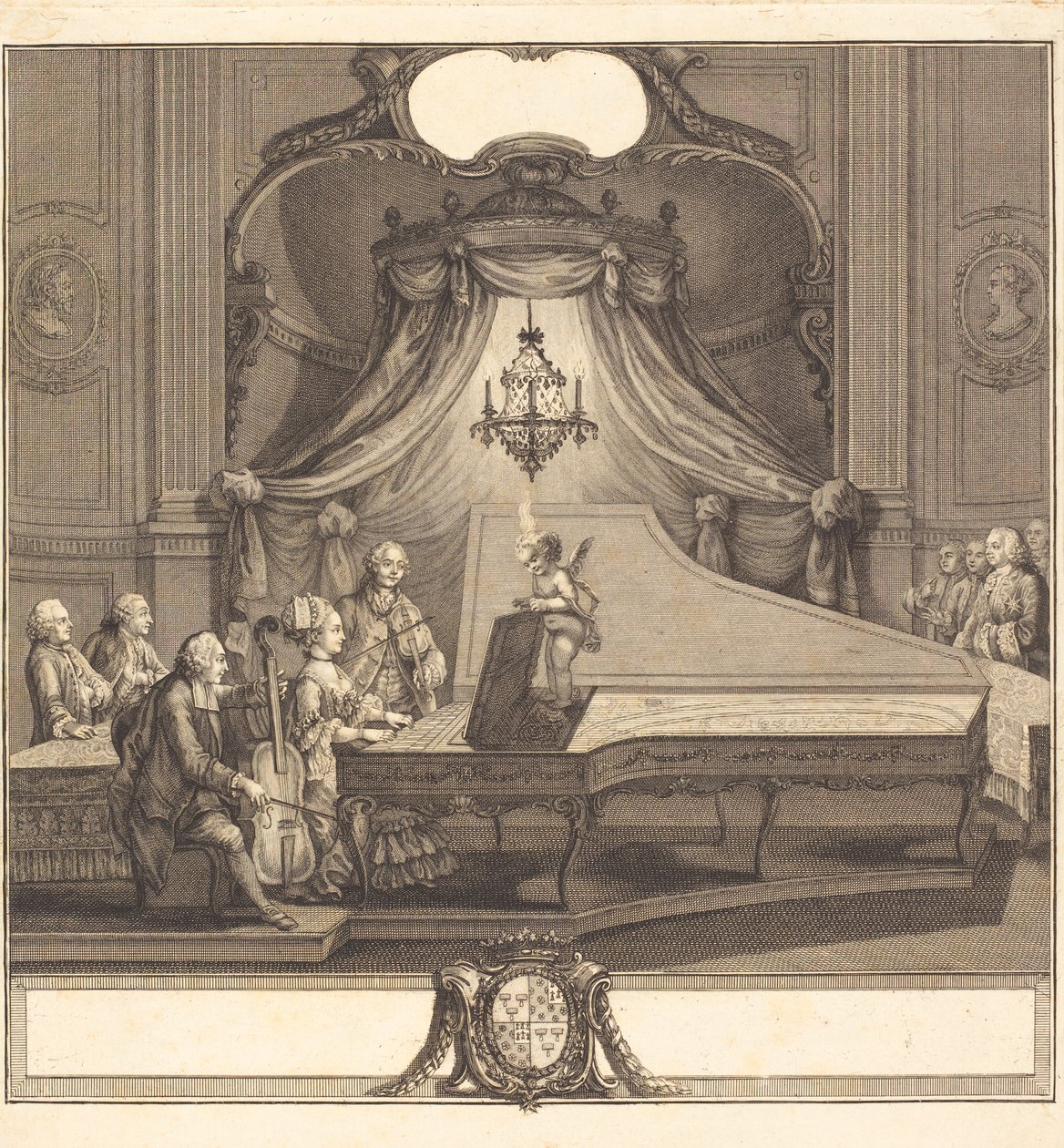 Le konser mecanique, gravür Joseph de Longueil, 1769 (gravür ve gravür) by Charles Joseph Dominique Eisen