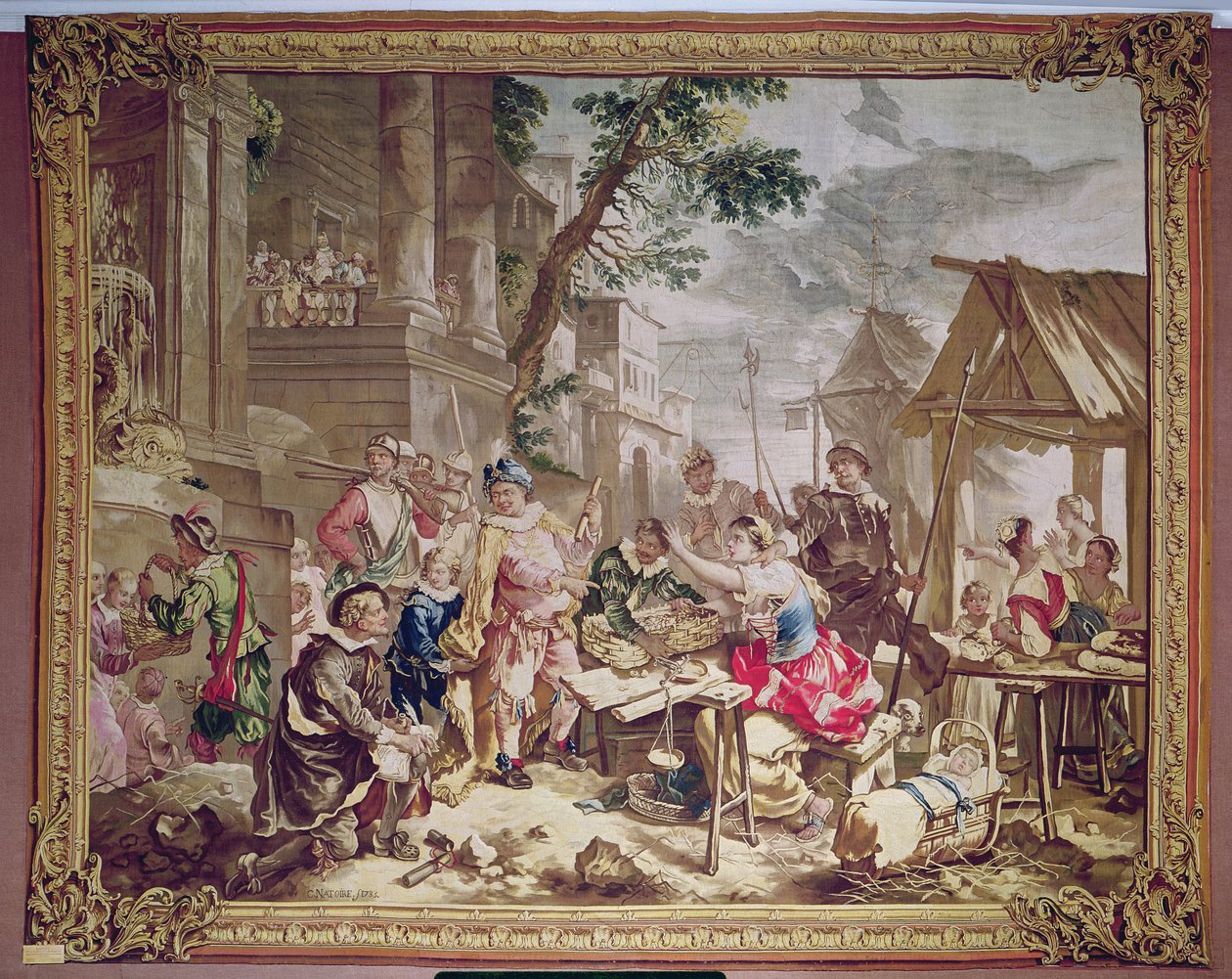 Sancho Panza ve Fındık Satıcısı, Don Kişot'un Öyküsünden, Beauvais Atölyesi, 1735 (goblen) by Charles Joseph Natoire