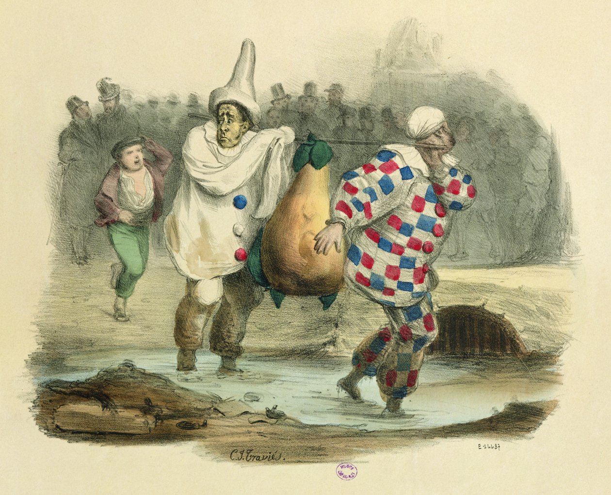 The Juste Milieu dirties itself, caricature on the subject of Louis-Philippe I, c.1850s  by Charles Joseph Travies de Villiers