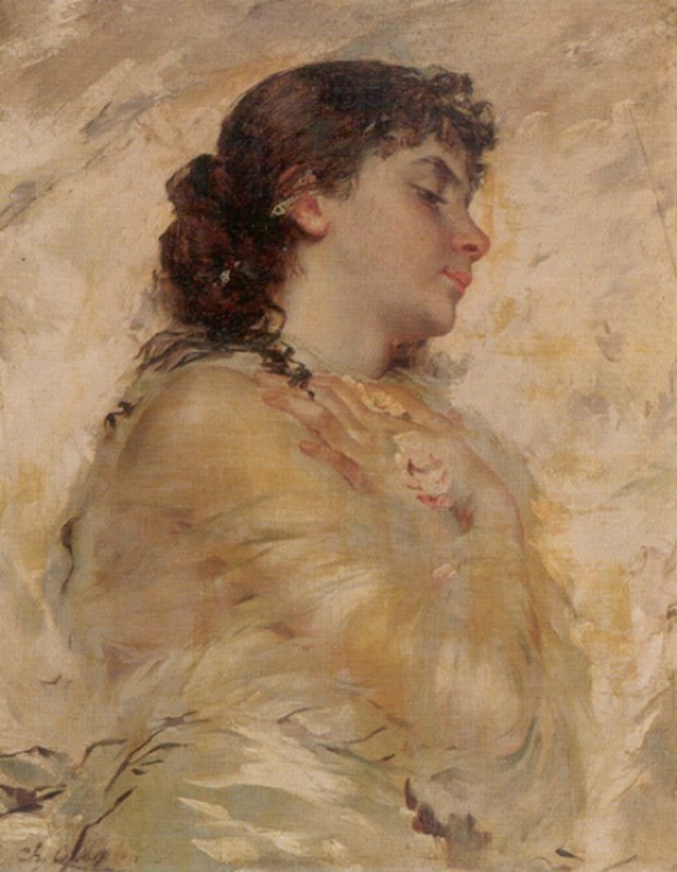 Profildeki Genç Bir Kadının Portresi by Charles Joshua Chaplin