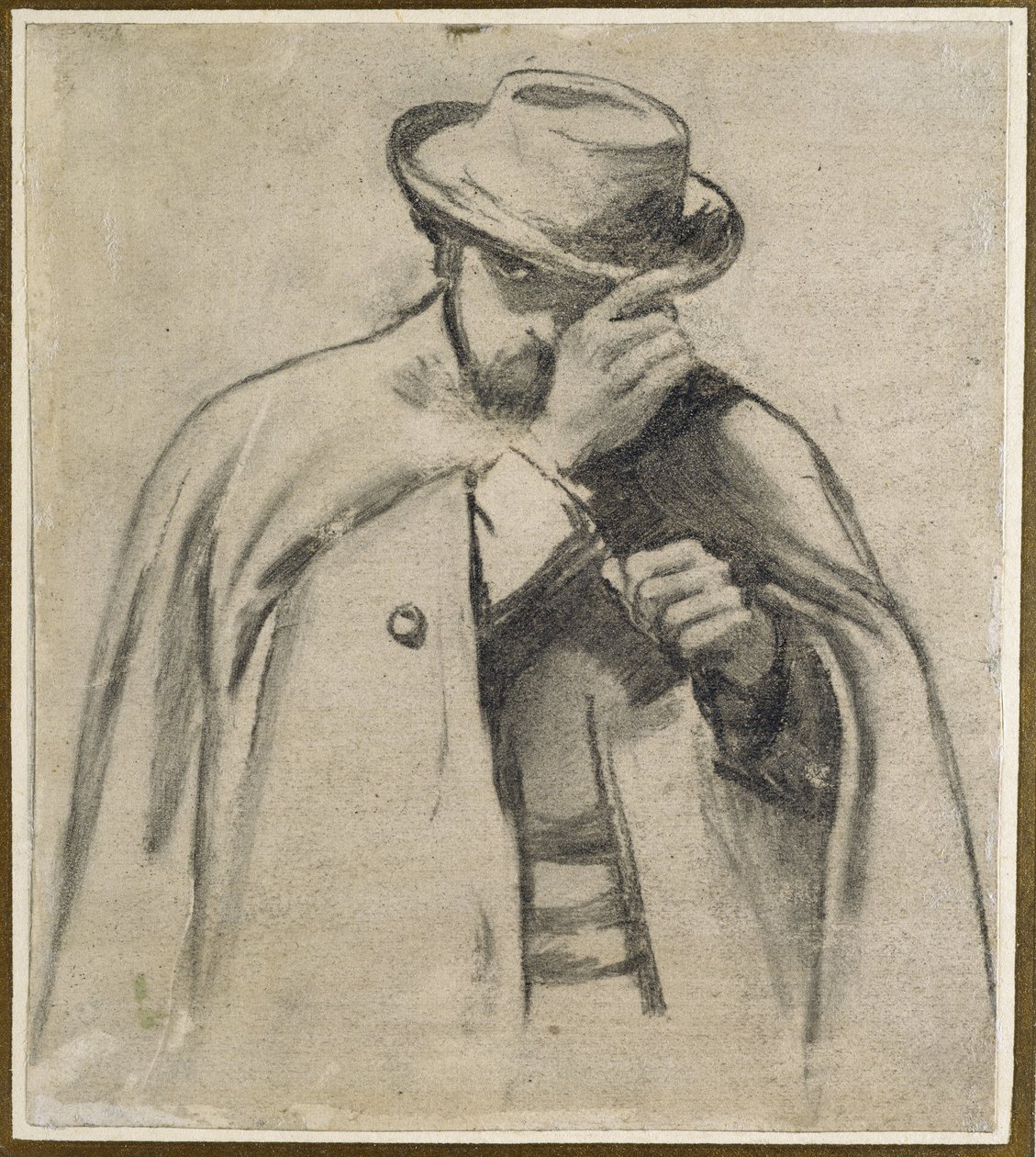 Dante Gabriel Rossetti (gri kağıt üzerinde kömür) by Charles Keene