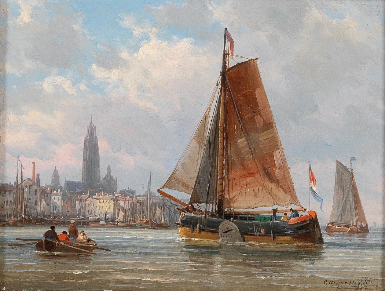 Bir Şehir Tarafından Balıkçılar by Charles Euphrasie Kuwasseg