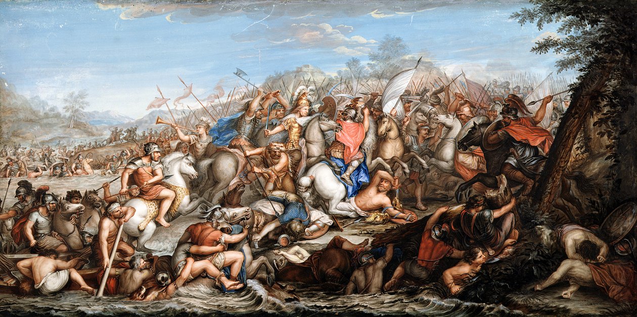 Alexander Granicus Nehri'ni Geçerken (parşömen üzerinde tempera) by Charles Le Brun