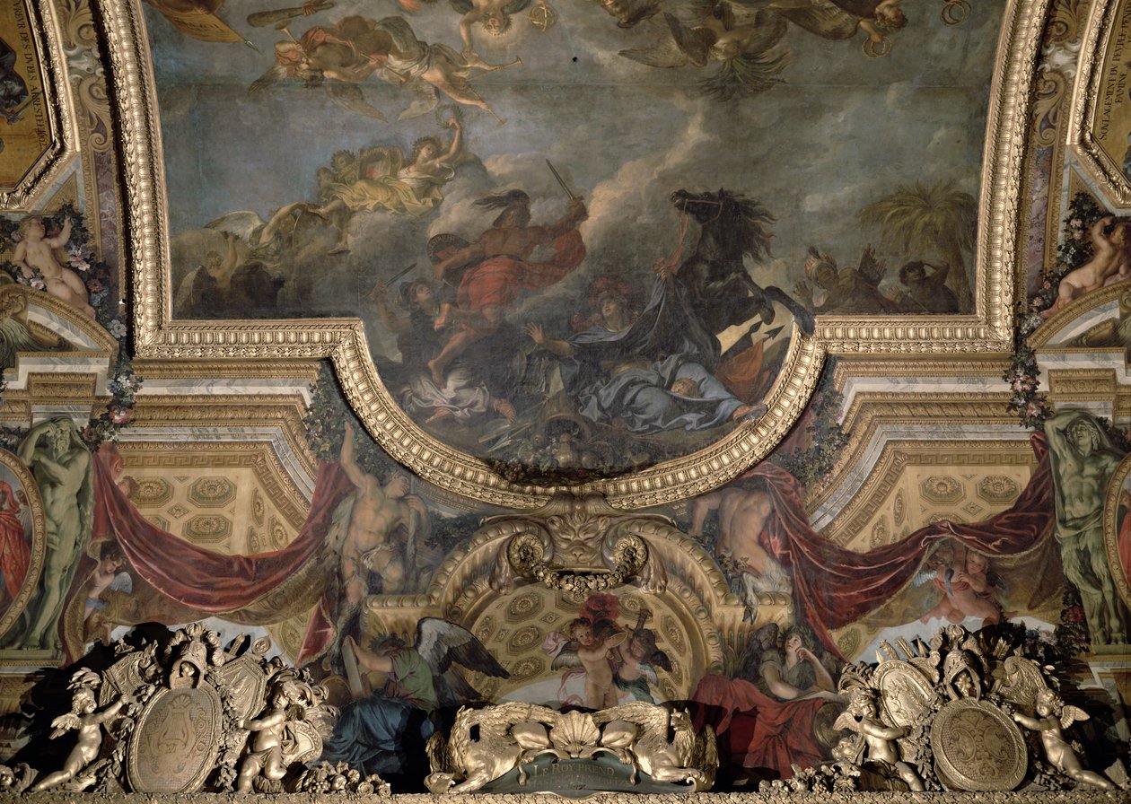 Kral, 1673'te On Üç Günde Maestricht'i Alırken, Galerie des Glaces'ten Tavan Tablosu by Charles Le Brun