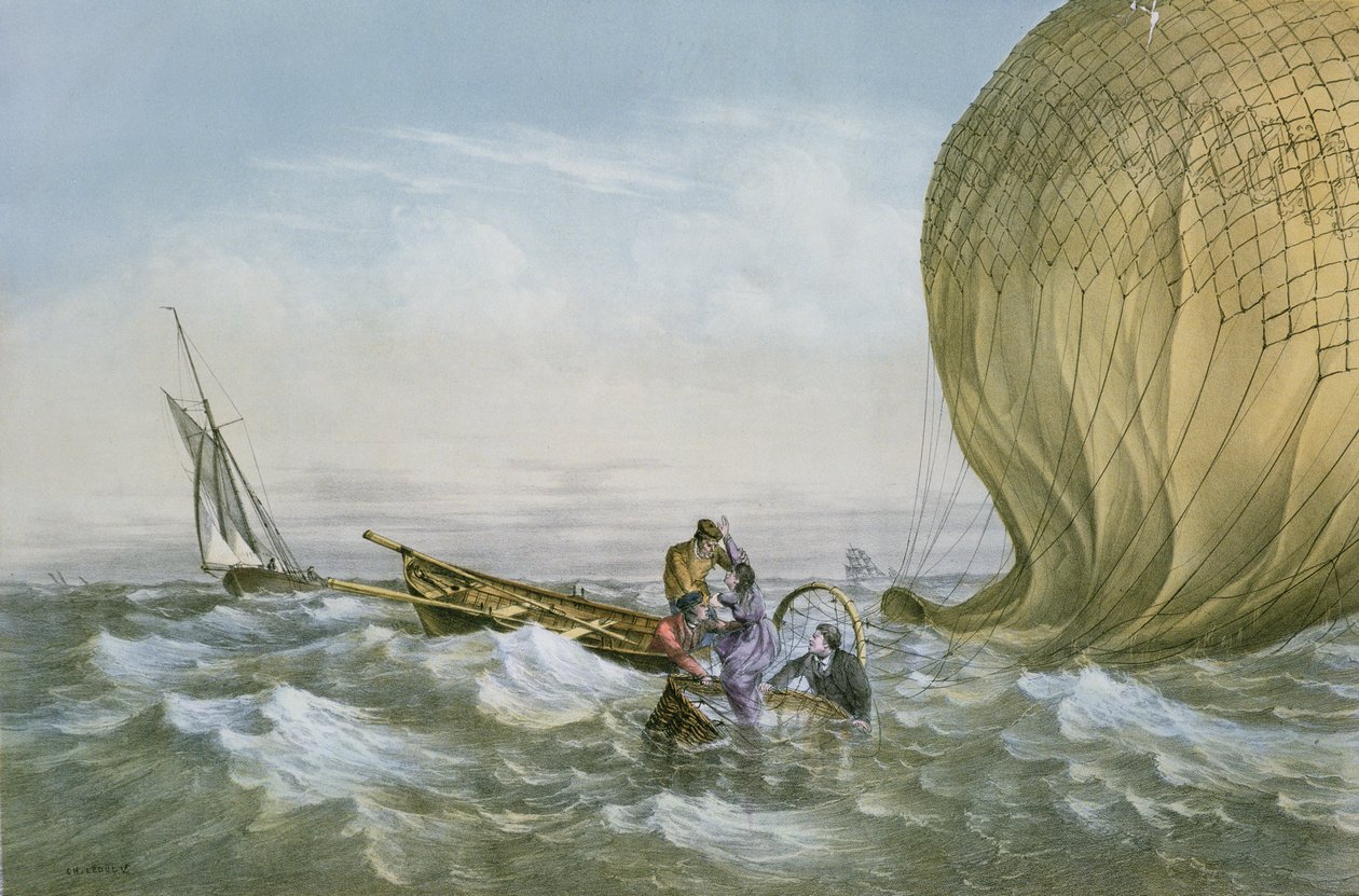 Sıcak hava balonunun kurtarılması, 1874 by Charles Leduc