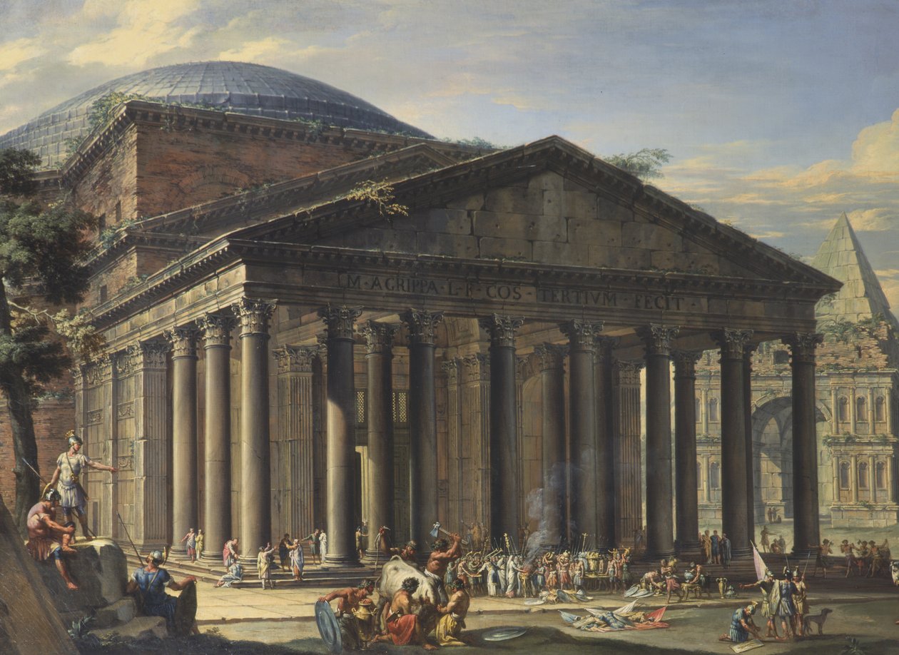 Roma anıtları ve Pantheon by Charles Louis Clerisseau