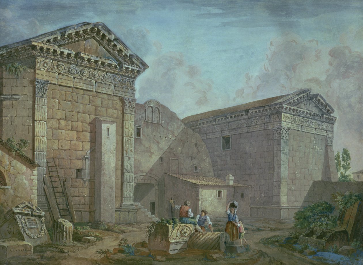 Augustus Tapınağı, Pola, Istria by Charles Louis Clerisseau