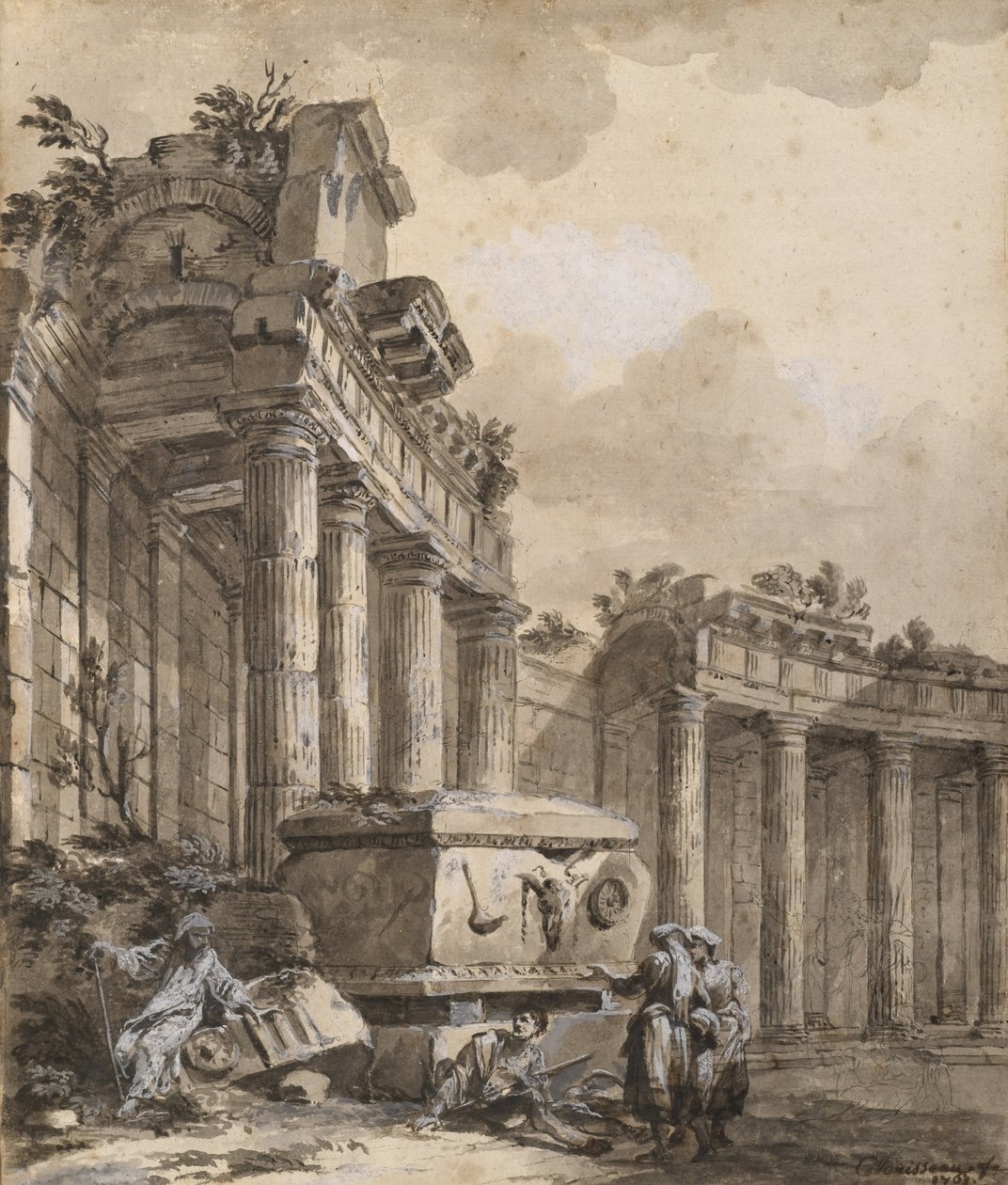 Harap bir Kolonadın yakınındaki rakamlar by Charles Louis Clerisseau