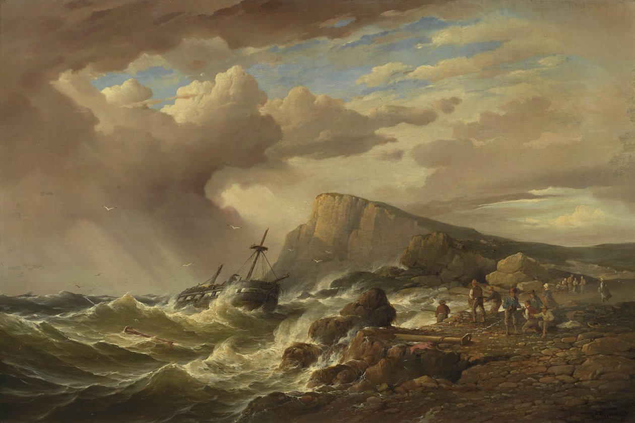 gemi enkazı by Charles Louis Verboeckhoven