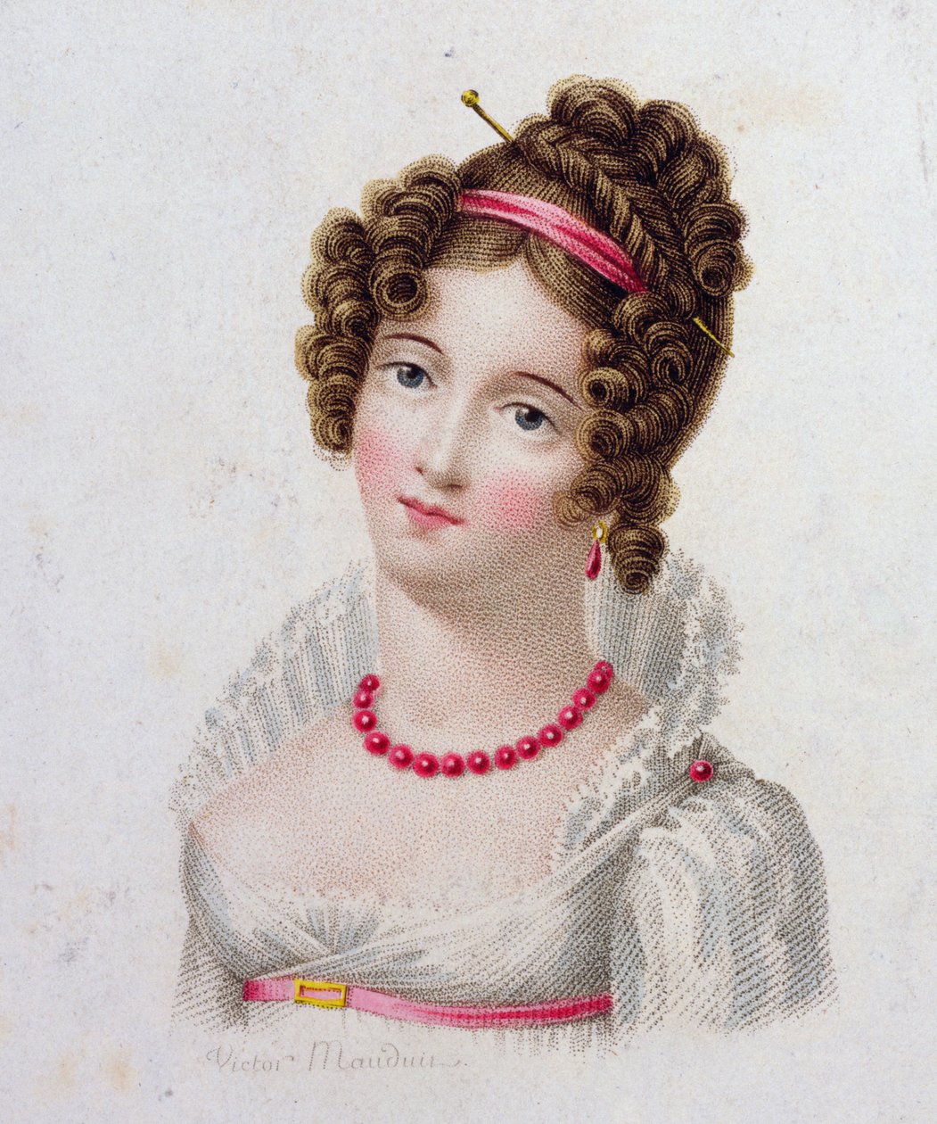 Kayıtsızlık renkli gravür by Charles Louis Victor Mauduit