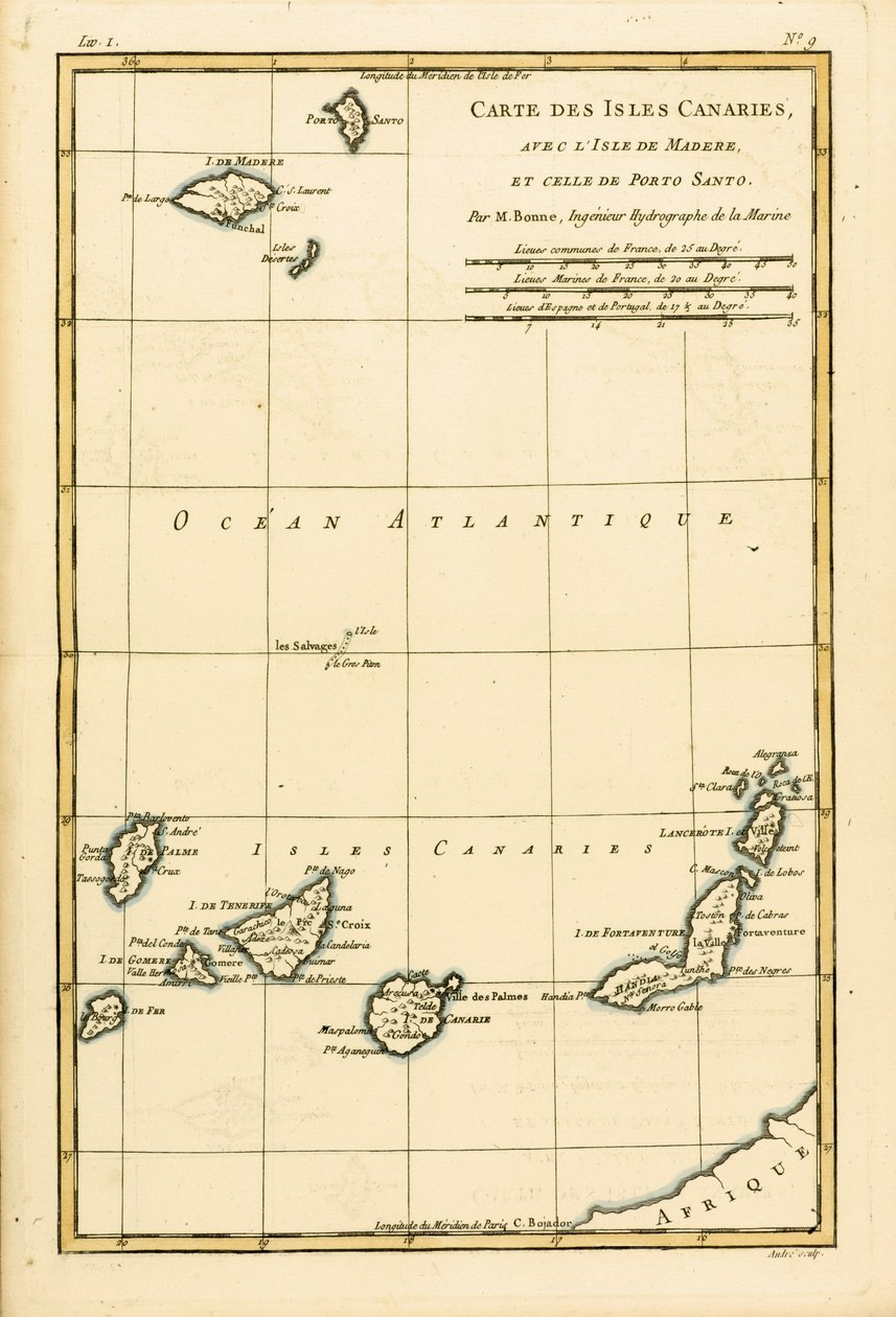 Kanarya Adaları, Madeira ve Porto Santo ile Guillaume Raynal (1713-96) tarafından yayınlanan 