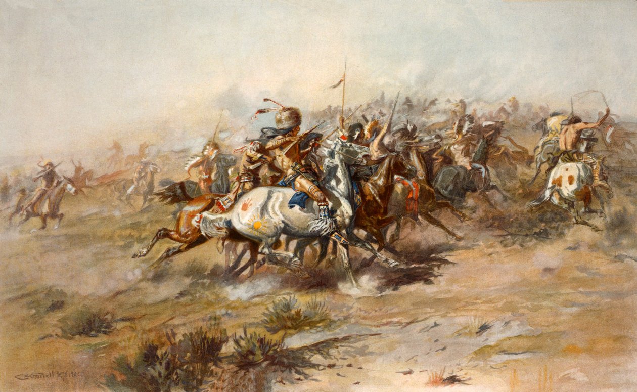 Little Bighorn Savaşı, Haziran 1876, pub. 1905 by Charles Marion Russell