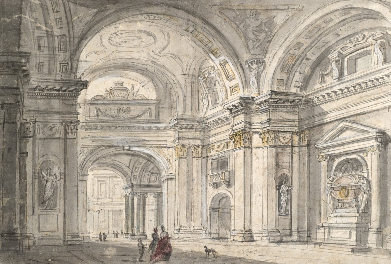 Kilise İç Görünümü by Charles Michel Ange Challe